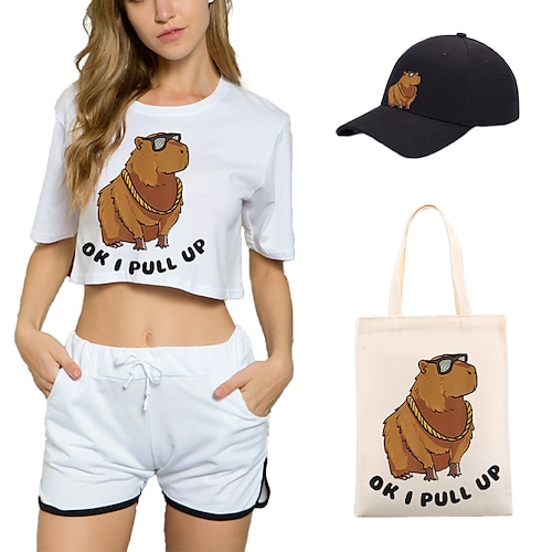 

Con animale Capibara Maglietta Pantaloncini Cappellino da baseball Stampa Grafica Borsa Pantaloncini Cappelli Per Per donna Per adulto Stampa a caldo 100% poliestere Casual / quotidiano