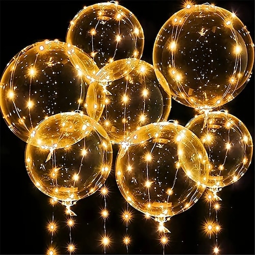 

10PCS LED Balloon Luminous Party 16"" Colorful Balloons Wedding Supplies Dorm Party Decoration Transparent Bubble Decoration Birthday Wedding LED Balloons String Lights
