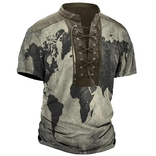 

Herre T-shirt T-Shirts Grafisk Kort Krave Tøj 3D-udskrivning Afslappet Daglig Kortærmet Blondér Trykt mønster Årgang Mode Designer