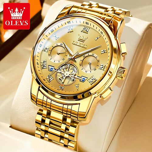 

Olevs 2859 classique royal design or quartz hommes montres-bracelets de luxe affaires chronographe sport étanche plein acier hommes montre