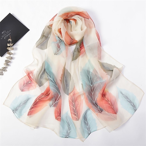 

1 pz foglie colorate donna elegante chiffon georgette bandana sciarpa estate spiaggia viaggio protezione solare hijab morbido e sottile