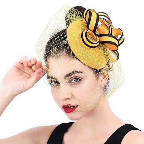 

Fascinatoren Polyester Kentucky Derby Pferderennen Elegant Retro Mit Schleife Tüll Kopfschmuck Kopfbedeckung