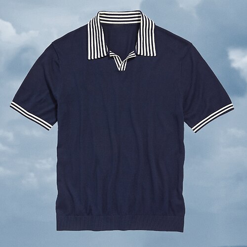 

Per uomo Polo Camicia da golf Golf Esterno Informale Classico Maniche corte Streetwear Liscio Pulsante frontale Estate Primavera Blu Polo