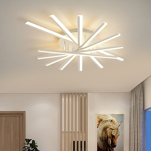 

moderne taklampe som kan dimmes med fjernkontroll, innfelt taklampe akryl lampeskjerm lysekrone soverom stue blomst form lys