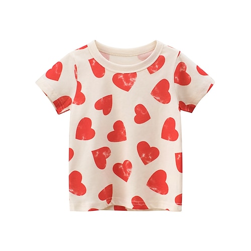

Børn Pige T-shirt Tegneserie Afslappet Kortærmet Yndig 7-13 år Sommer Beige