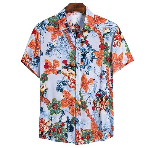 

Herre Hawaii skjorte Button Up skjorte Sommer skjorte Casual skjorte Strandtrøje Sort Hvid Gul Lysegrøn Lyserød Kortærmet Blomst / Planter Krave udendørs I-byen-tøj Trykt mønster Tøj Gade Stilfuld