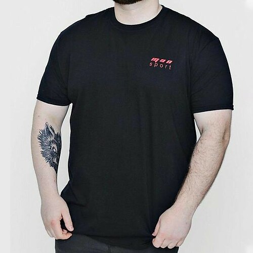 

Herre Store størrelser Big Tall T skjorte T-skjorter Crewneck Svart Kort Erme utendørs Ut på byen Trykt mønster Bokstaver Klær Bomullsblanding Gatemote Stilfull Fritid