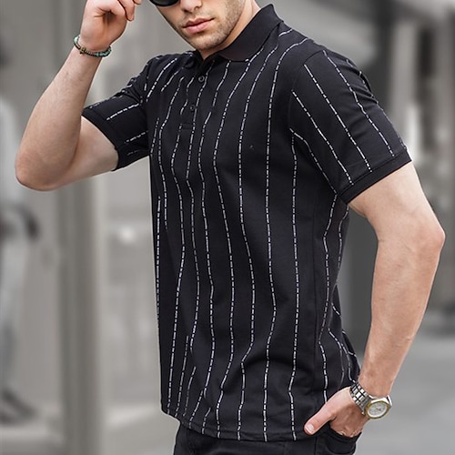 

Per uomo POLO Camicia da golf Golf Informale Per eventi Classico Manica corta Di tendenza Essenziale Banda Pulsante Estate Standard Rosso fuoco Blu cielo chiaro Nero Bianco Blu marino Kaki POLO