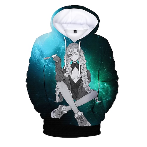 

Demon Slayer: Kimetsu no Yaiba Kanroji Mitsuri Hoodie Anime Front Pocket Graphic Hoodie For Men's Women's Unisex Adults' 3D Print 100% Polyester Casual Daily