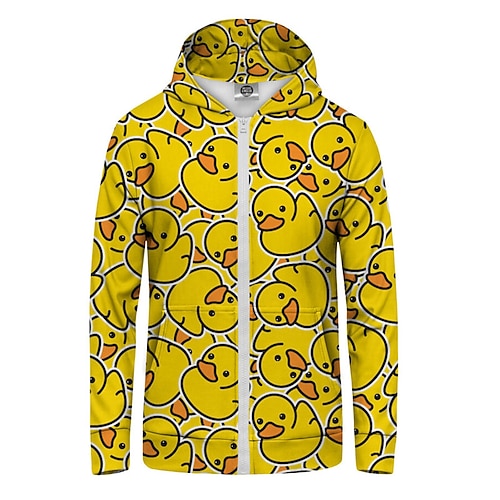 

Homens Full Zip Hoodie Jaqueta Amarelo Com Capuz Animal Estampas Abstratas Zíper Imprimir Desportos e Ar livre Diário Esportes Impressão 3D Roupa de rua Casual Primavera Outono Roupa Moletons