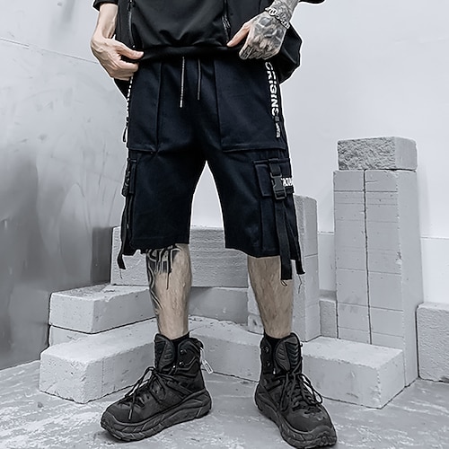 

Men's Cargo Shorts Shorts Techwear Flap Pocket Buckle Strap Plain Comfort Breathable Outdoor Daily Going out Fashion Streetwear Black