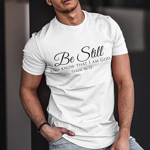 

Herre Store størrelser Big Tall T skjorte T-skjorter Crewneck Hvit Kort Erme utendørs Ut på byen Trykt mønster Bokstaver Klær Bomullsblanding Gatemote Stilfull Fritid