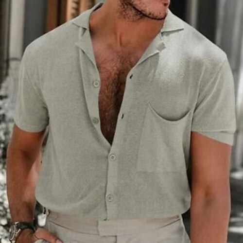 

Herre Skjorte Button Up skjorte Sommer skjorte Casual skjorte Sort Lyserød Blå Grøn Mørkeblå Kort Ærme Vanlig Knaphul Gade Ferierejse Lomme Tøj Mode Fritid Hawaiiansk
