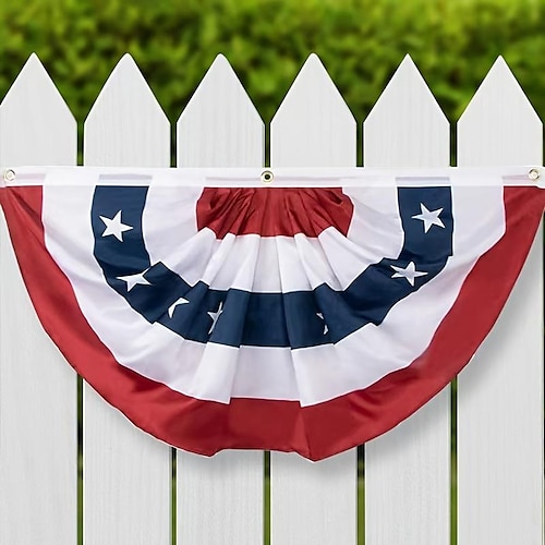 

Patriotic American Flags Bunting,4th Of July Decorations Outdoor,Fourth Of July Bunting Flag Banners,USA Flags Pleated Fan Flag,Patriotic Bunting For Outside,Red White And Blue Buntings Decorations