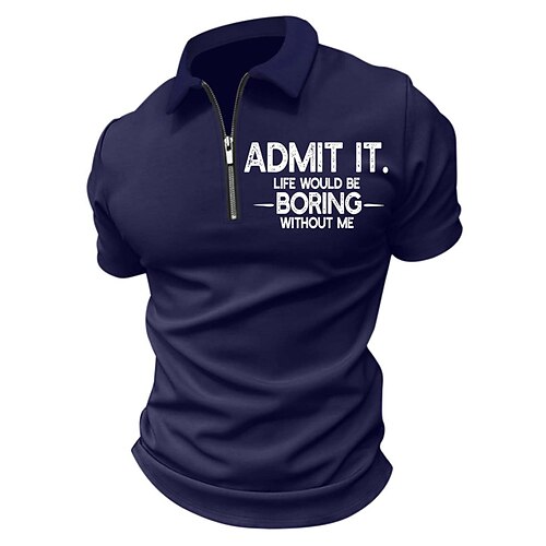 

Per uomo POLO Polo con zip Camicia da golf Golf Alfabetico Stampe astratte Collo ripiegabile Nero Blu Grigio Esterno Strada Maniche corte Cerniera Stampa Abbigliamento Di tendenza Originale Informale