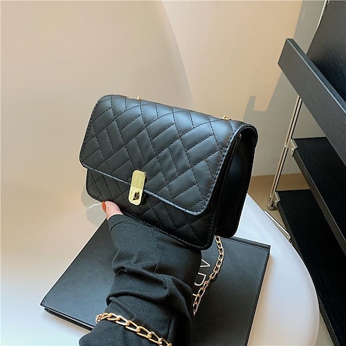 

Dame Crossbody-veske PU lær Kontor Daglig Kjede Holdbar Svart Hvit Oransje