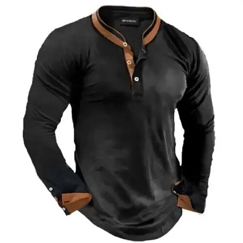 

Per uomo Camicia da golf Golf Polo Casual Colletto alla coreana Henley Manica lunga Essenziale Liscio Pulsante frontale Primavera estate Nero Camicia da golf Golf