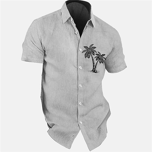 

Homme Chemise Chemise hawaïenne Cocotier Imprimés Photos Col rabattu Bleu Gris Plein Air Casual Manches courtes Bouton bas Imprimer Vêtement Tenue Rétro Vintage Mode Vêtement de rue Design