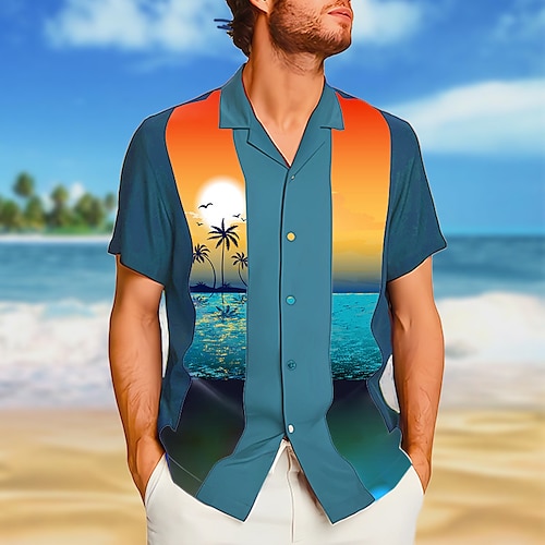 

Homme Chemise Chemise hawaïenne Cocotier Imprimés Photos Collier cubain Noir Bleu Violet Marron Vert Casual Vacances Manche Courte Bouton bas Imprimer Vêtement Tenue Sportif Mode Vêtement de rue