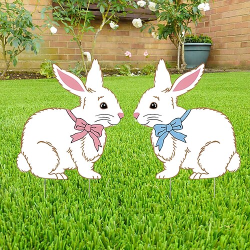 

Easter Lawn Decorations Outdoor Easter Yard Signs with Stakes, Happy Easter Yard Signs Waterproof for Lawn Graden Decor