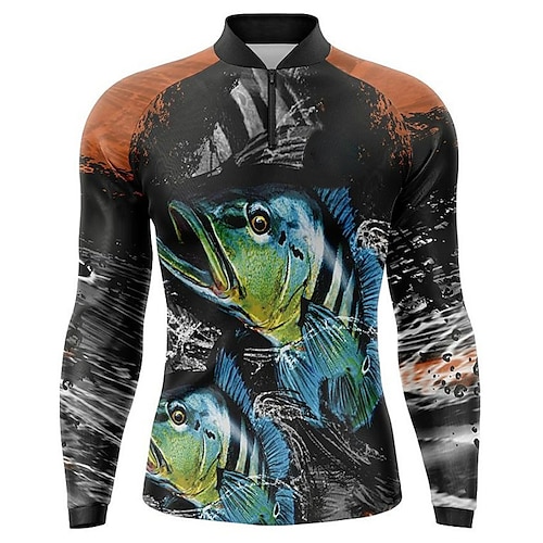 

Hombre Camisa de pesca Exterior Manga Larga Protección UV Transpirable Ligero Reductor del Sudor Secado rápido Camiseta Verano Primavera Exterior Pesca Marrón