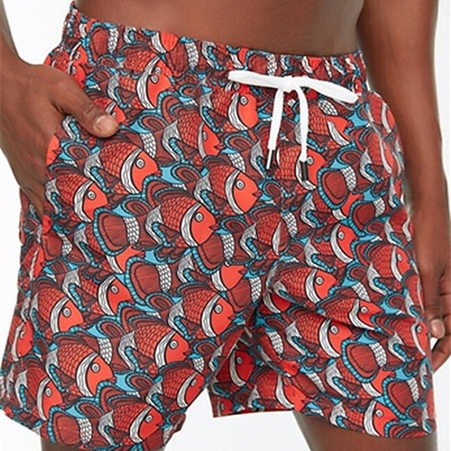 

Herre Surf shorts Badeshorts Sommer shorts Strandshorts Snørelukning med mesh-for Elastisk Talje Grafiske tryk Fisk Hurtigtørrende Korte Afslappet Daglig Ferie Boheme Hawaiiansk Rød Mikroelastisk