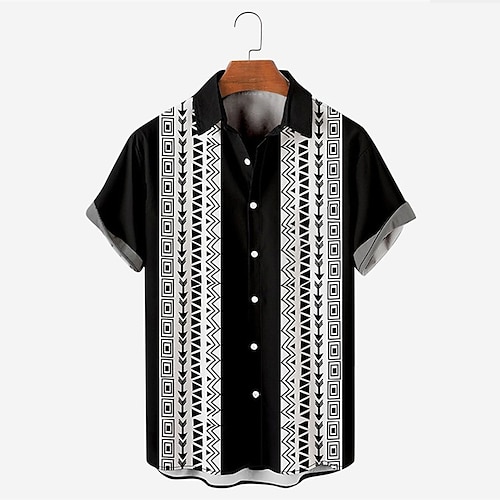 

Per uomo Camicia Camicia con bottoni Camicia estiva Maglietta informale Camicia da spiaggia Nero Manica corta Stampe astratte Boho Collo ripiegabile Strada Giornaliero Stampa Abbigliamento Di