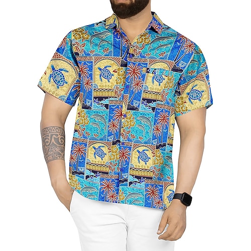 

Per uomo Camicia Camicia hawaiana Color Block Stampe astratte Tartarughe Collo ripiegabile Blu Strada Informale Maniche corte Bottone giù Stampa Abbigliamento Di tendenza Streetwear Originale Morbido