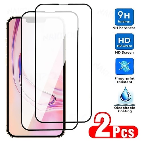 

2 pcs Phone Screen Protector For Apple iPhone 14 Pro Max Plus 13 12 11 Mini X XR XS 8 7 Tempered Glass 9H Hardness Anti Bubbles Anti-Fingerprint Ultra Thin Scratch Proof Phone Accessory