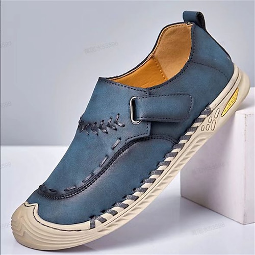 

Men's Loafers Slip-Ons Moccasin Comfort Shoes Hand Stitching Casual Outdoor Daily Microfiber Breathable Blue Brown Spring Fall