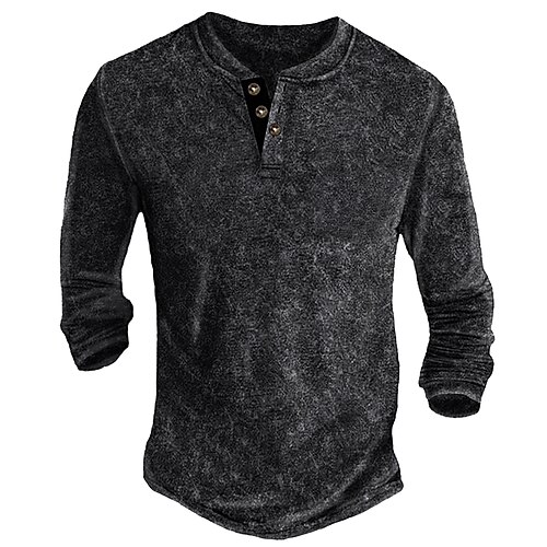 

Men's Henley Shirt 100% Cotton Acid Wash Shirt Long Sleeve Shirt Plain Henley Print Casual Daily Wear Long Sleeve Basic Clothing Apparel 100% Cotton Designer Comfortable