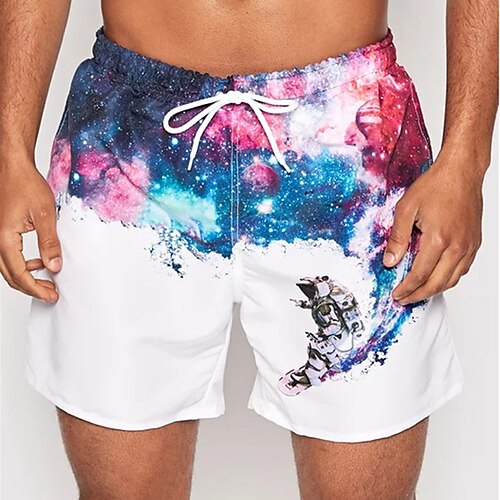 

Herre Surfeshorts Badeshorts Sommershorts Strandshorts Snorer med mesh fôr Elastisk midje Galakse Grafiske trykk Hurtigtørkende Kort Avslappet Daglig Ferie Bohem Hawaiisk Blå Mikroelastisk