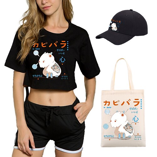 

Animal Capybara T-shirt Shorts Baseball Cap Print Graphic Bag Shorts Hat For Women's Adults' Hot Stamping 100% Polyester Casual Daily