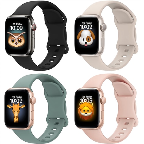 

4 pacotes Pulseira Esportiva Compatível com Pulseira Apple Watch 38mm 40mm 41mm 42mm 44mm 45mm 49mm Impermeável Ajustável Silicone macio pulseira de substituição para Série iwatch Ultra 8 7 6 5 4 3 2