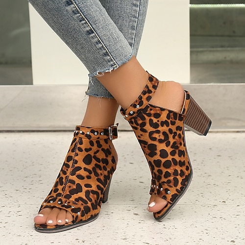 

Mujer Sandalias Sandalias Botas Botas de verano Fiesta Trabajo Diario Verano Tacón Cuadrado Punta abierta Elegante Casual Sensual Ante Tira de tobillo Leopardo Leopardo Negro Rosa