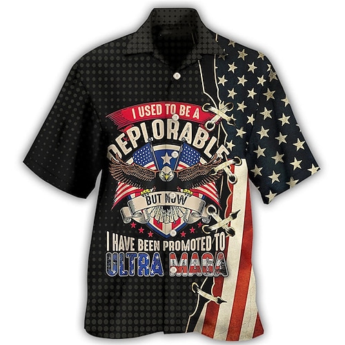

Herren Hemd Hawaiihemd Sommerhemd Grafik-Drucke Vintage Adler Nationalflagge Kubanisches Halsband Schwarz Casual Festtage Kurzarm Button-Down Bedruckt Bekleidung Sport Modisch Strassenmode Designer