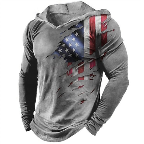 

Herren Hoodie Sweatshirt Kapuze Grau Mit Kapuze Grafik-Drucke Nationalflagge Bedruckt Täglich Sport Festtage 3D-Druck Strassenmode Designer Brautkleider schlicht Frühling Sommer Bekleidung