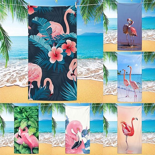 

Toalla de playa de microfibra con estampado digital de flamencos, manta para sentarse junto al mar, chal, toalla para el sudor, toalla de tienda