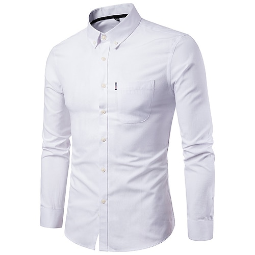 

Men's Dress Shirt Regular Fit Long Sleeve Turndown Solid Color Cotton Blend Sea Blue Black White 2023