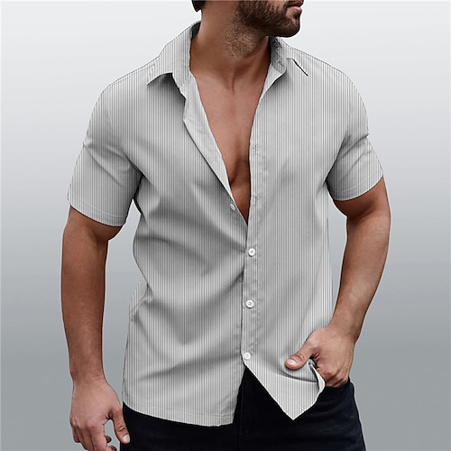 

Homens Camisa Social Estampas Abstratas Aberto para a Lateral Preto Cinzento Rua Casual Manga Curta Botão para baixo Imprimir Roupa Moda Roupa de rua Designer Macia