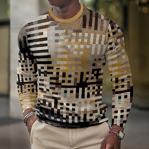 

Per uomo Magliette Maglietta Waffle Pop art A quadri Color Block Girocollo Abbigliamento Stampa 3D Esterno Informale Manica lunga Stampa Di tendenza Originale Essenziale