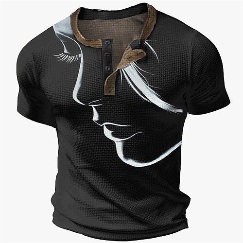 

Per uomo Camicia Henley Waffle Pop art Cartoni animati Henley Abbigliamento Stampa 3D Esterno Giornaliero Manica corta Pulsante Di tendenza Originale Essenziale