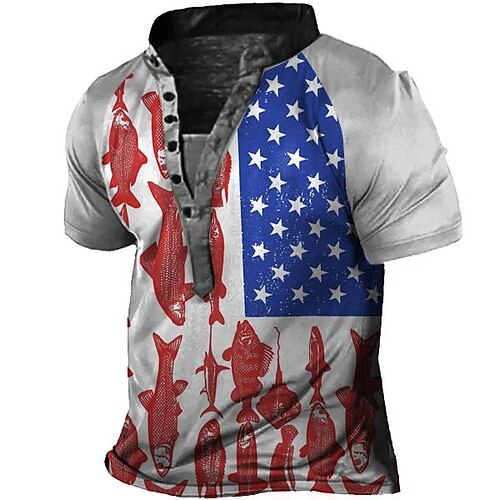 

Per uomo Camicia Henley Maglietta Raglan Pop art Bandiera Colletto alla coreana Abbigliamento Stampa 3D Esterno Informale Manica corta Collage Pulsante Di tendenza Originale Essenziale