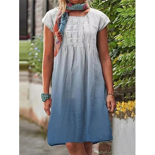 

Per donna Vestito casual Abito estivo Abito stampato Ambra Increspato Stampa Girocollo Vestito longuette Di tendenza Streetwear Esterno Giornaliero Manica corta Morbido Blu Estate Primavera S M L XL