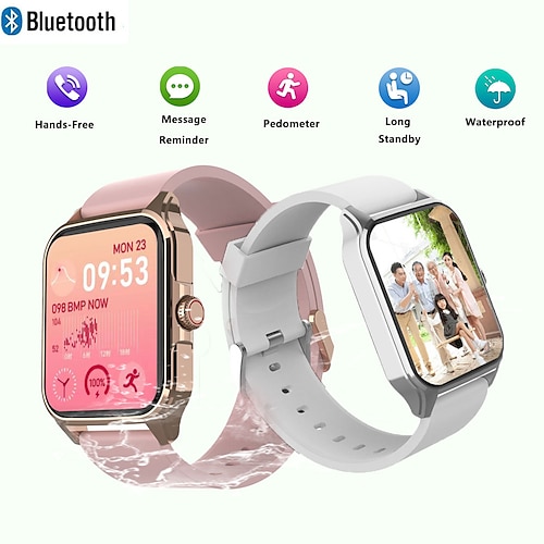 

HC86 Reloj inteligente 1.85 pulgada Smartwatch Reloj elegante Bluetooth Podómetro Recordatorio de Llamadas Seguimiento de Actividad Compatible con Android iOS Mujer Hombre Impermeable Larga espera