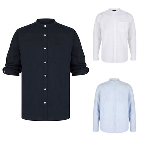 

Per uomo camicia di lino Camicia estiva Camicia da spiaggia Bianco Blu marino Blu Manica lunga Liscio Colletto Mao Primavera & Autunno Informale Giornaliero Abbigliamento Tasche