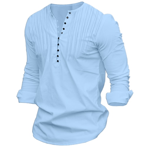 

Per uomo Camicia Maglietta informale Camicia estiva Camicia Henley Nero Bianco Rosa Blu marino Blu Manica lunga Liscio Colletto Giornaliero Da mare Abbigliamento Di tendenza Informale Comodo