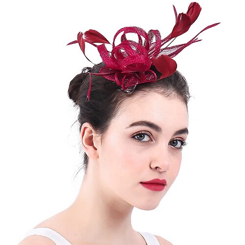 

fascinators Linfrø Kentucky Derby Kirke Elegant Retro Rød Med Fjær Hodeplagg Hodeplagg