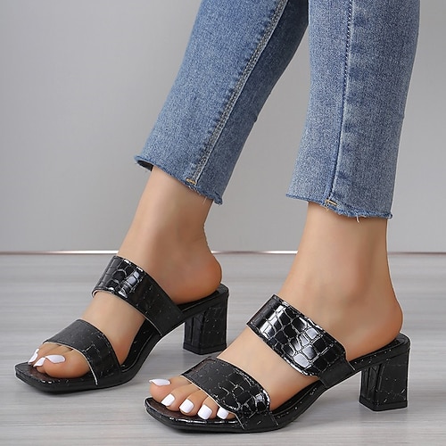 

Mujer Sandalias Sandalias de Tacón Tallas Grandes Exterior Diario Verano Tacón Cuadrado Punta abierta Sensual Casual Cuero Sintético Mocasín Color sólido Almendra Negro Blanco