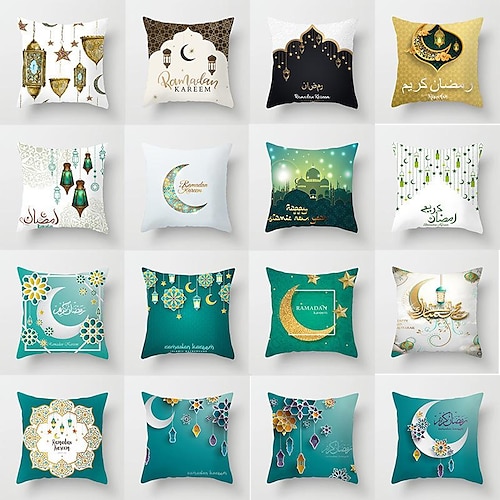 

ramadan kareem jeter taie d'oreiller eid mubarak 1 pc doux décoratif carré coussin cas taie d'oreiller pour chambre salon canapé canapé chaise lavable en machine